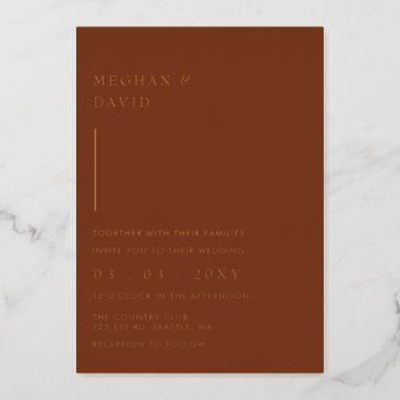 Simple Elegant Modern Terracotta Wedding Foil Invitation