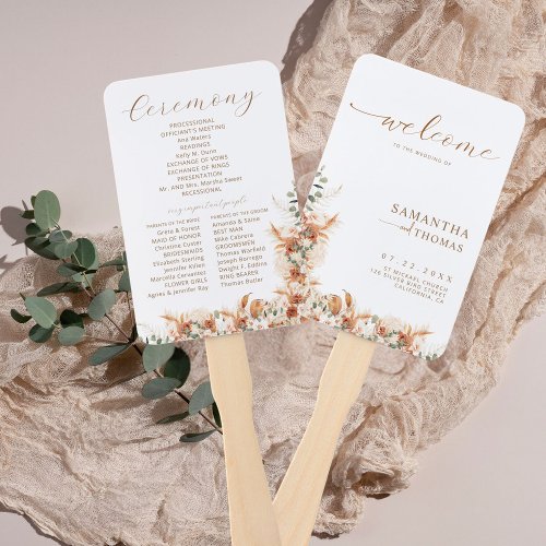  Simple Elegant Modern Terracotta Wedding Program Hand Fan