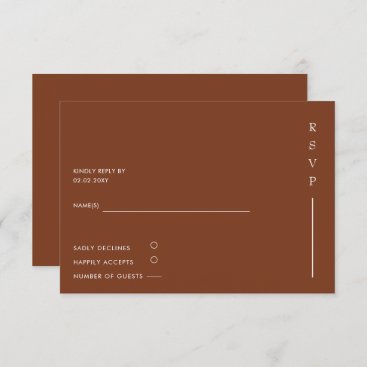 Simple Elegant Modern Terracotta Wedding  RSVP Card