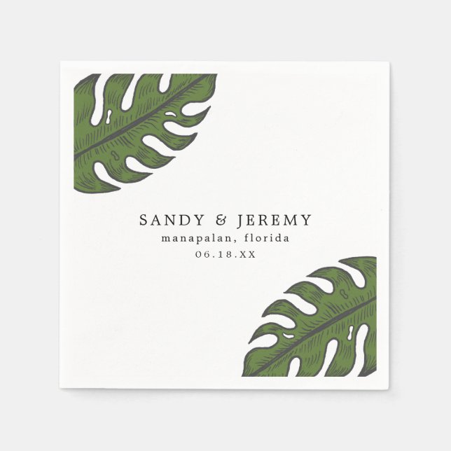 Simple Elegant Modern Tropical Wedding Napkins (Front)