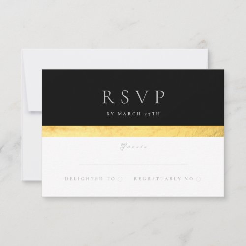Simple Elegant Modern Two Tone Golden Wedding RSVP Card