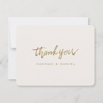 Simple Elegant Modern Typography Gold Wedding Thank You Card | Zazzle