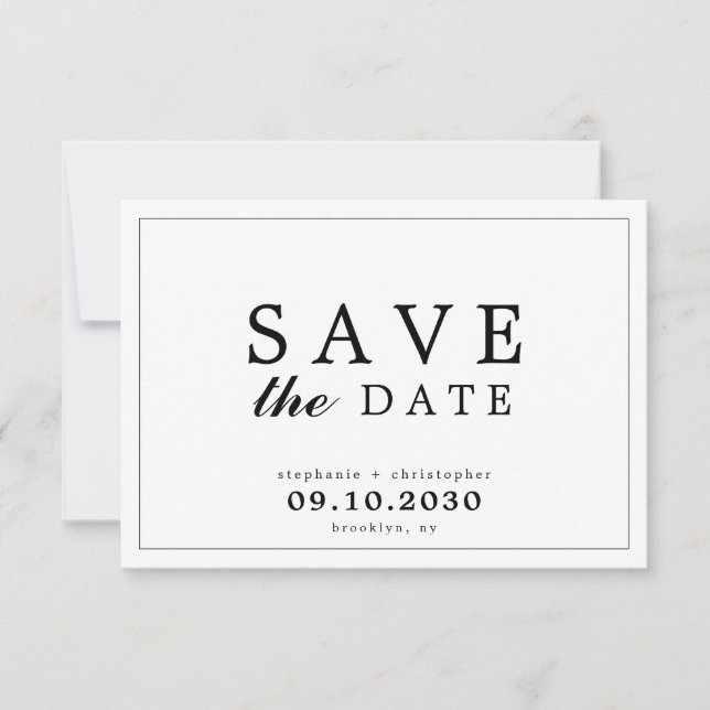 Simple Elegant Modern Typography Save the Date (Front)