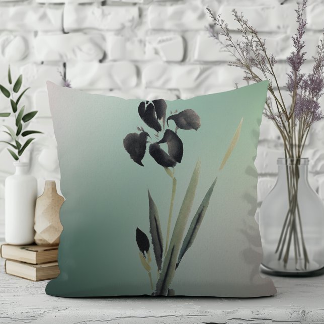 Simple Elegant Modern Ukiyo-e Japanese Iris Throw Pillow (Creator Uploaded)