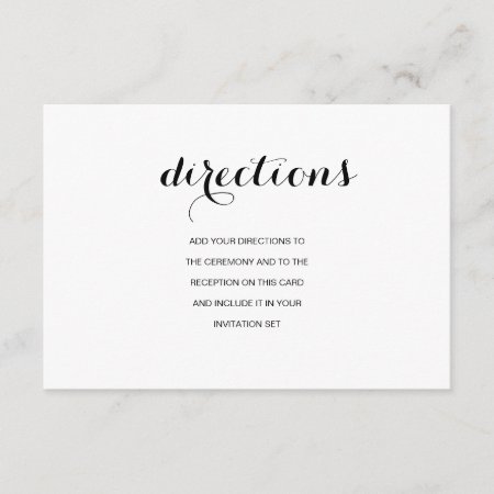 Simple Elegant Modern Wedding Directions Card