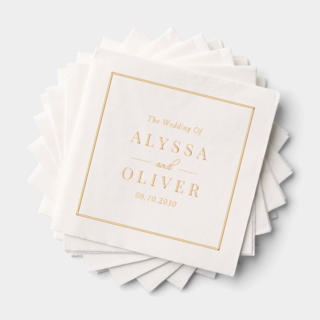 Simple Elegant Modern Wedding Foil Napkins (Insitu (Stacked))