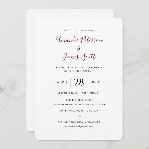 Simple Elegant Modern Wedding Invitation Template | Zazzle