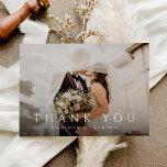 Simple Elegant Modern Wedding Photo Thank You Card<br><div class="desc">This budget flat wedding thank you card features your full wedding photo,  with elegant type overlay. Customize your special wedding thank you on the inside,  or remove it to leave the back blank for your handwritten message of thanks.</div>