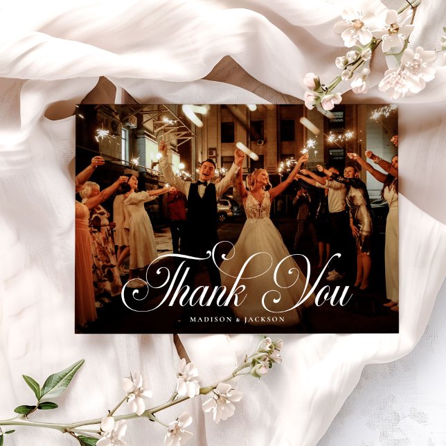 Simple Elegant Modern Wedding Photo Thank You Card (Creator Uploaded)