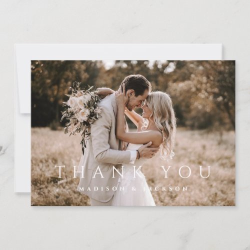 Simple Elegant Modern Wedding Photo Thank You Card