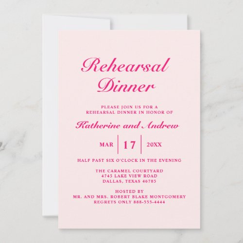 Simple Elegant Modern Wedding Rehearsal Dinner Invitation