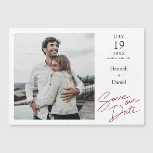 Simple Elegant Modern Wedding Save the Date Photo Magnetic Invitation