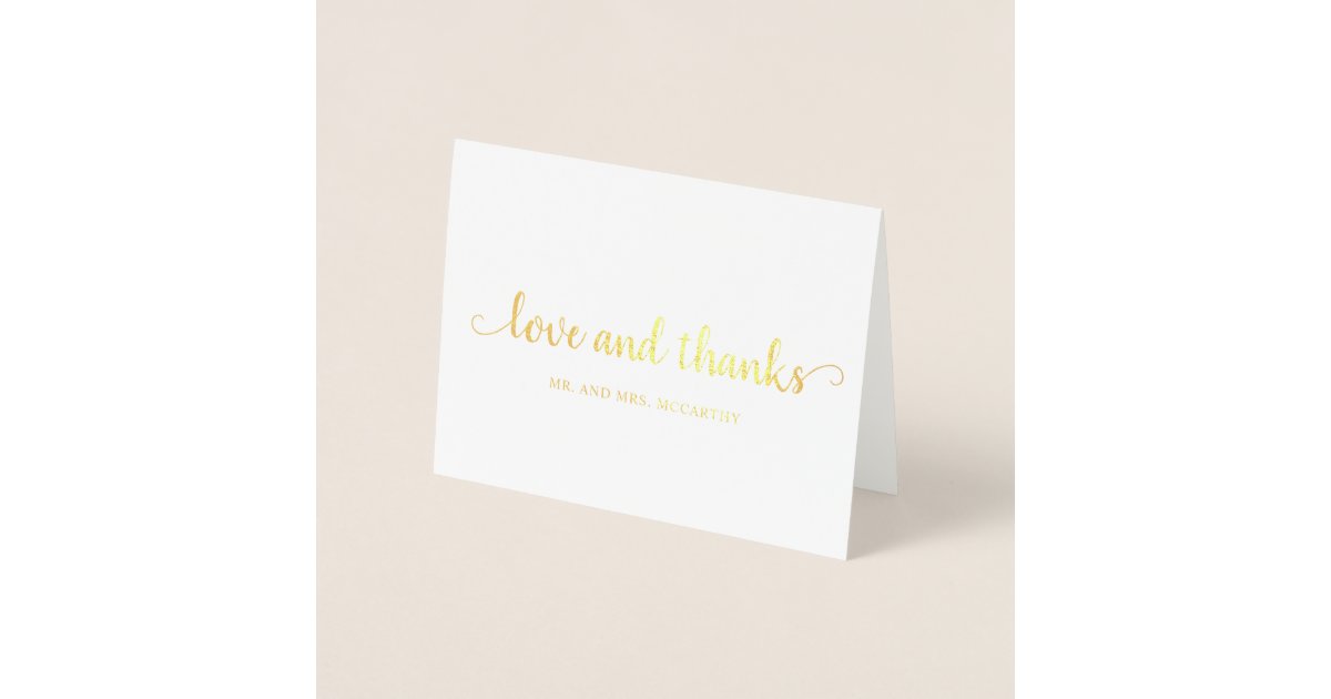 Simple Elegant Modern Wedding Thank You Foil Card | Zazzle