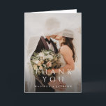 Simple Elegant Modern Wedding Vertical Photo Letterpress Thank You Card<br><div class="desc">Simple Elegant Modern Wedding Vertical Photo Thank You Card features your full wedding photo,  with elegant type overlay. Customize your special wedding thank you on the back,  or remove it to leave the back blank for your handwritten message of thanks.</div>