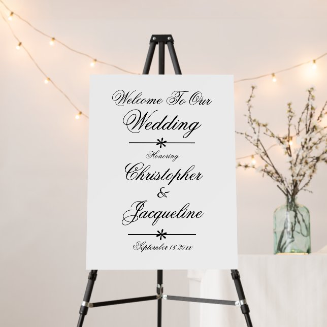 Simple Elegant Modern Wedding Welcome Sign (In Situ (Stand))