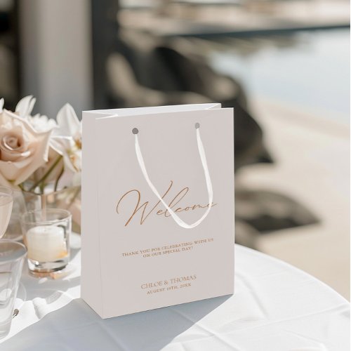 Simple Elegant Modern Wedding Welcome Thank You  Medium Gift Bag