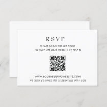 Simple Elegant Modern White QR CODE RSVP Card
