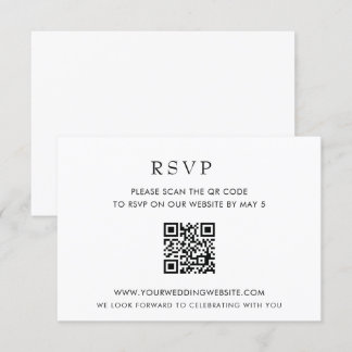 Simple Elegant Modern White QR CODE RSVP Card