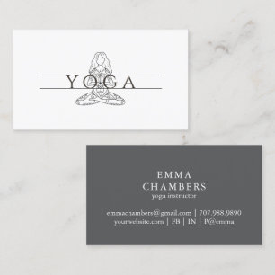 Simple Elegant Modern Yoga Instructor Lotus Pose Business Card