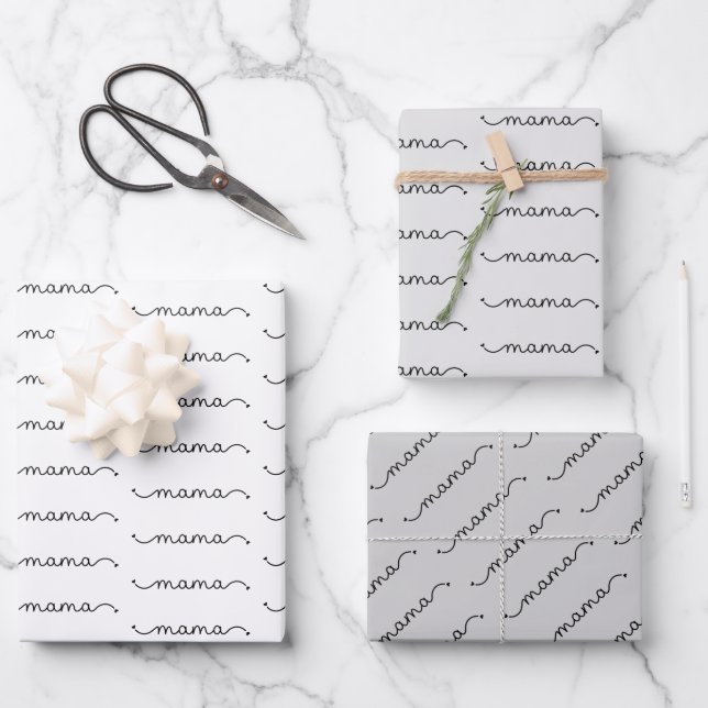 Simple elegant Mom Typography Happy Mother's Day Wrapping Paper Sheets (Front)