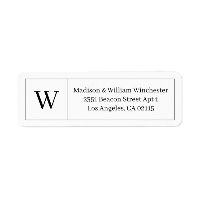 Simple elegant monogram black frame minimalist label (Front)