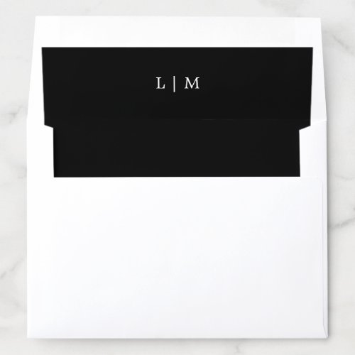 Simple Elegant Monogram Black Wedding Envelope Liner