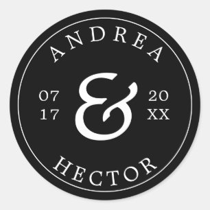 Simple Elegant Monogram Black  White Envelope Seal