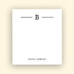 Simple Elegant Monogram Black White Notepad<br><div class="desc">Easily add your custom monogram initial and name to this elegant black and white notepad.</div>