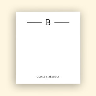 Simple Elegant Monogram Black White Notepad