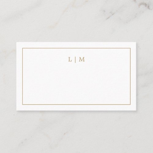 Simple Elegant Monogram Blank Gold Wedding Place Card