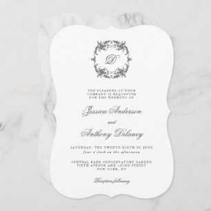 Simple Elegant Monogram Classic Wedding Invitation