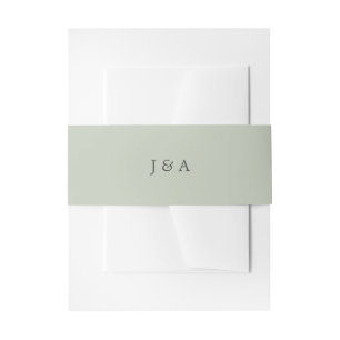 Simple Elegant Monogram Eucalyptus Green Invitation Belly Band