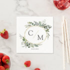 Simple elegant monogram eucalyptus napkins