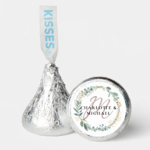 Simple, elegant, monogram eucalyptus wedding hershey®'s kisses®