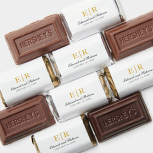 Simple Elegant Monogram Gold Wedding Hershey's Miniatures