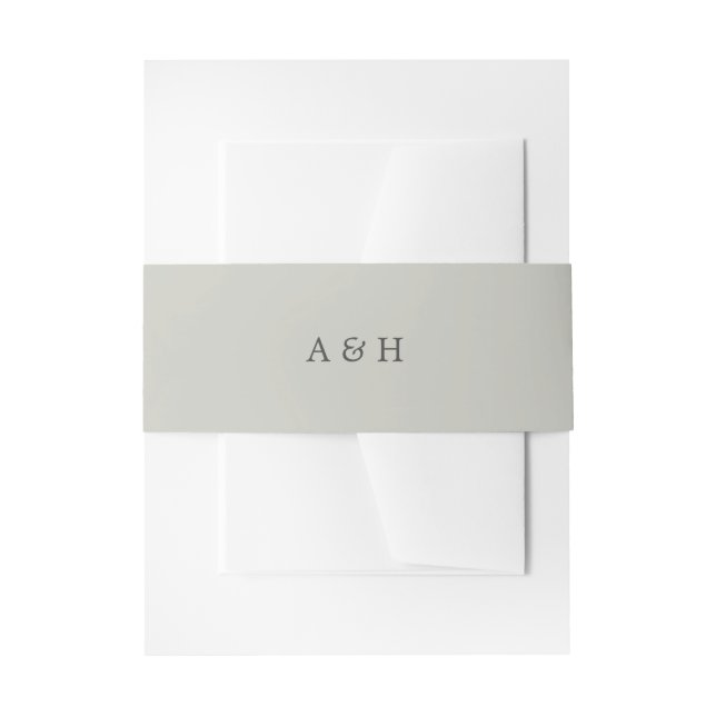 Simple Elegant Monogram Grey Sand Invitation Belly Band (Front Example)
