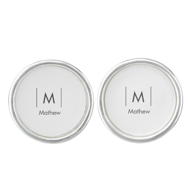 Simple elegant monogram groomsman man lines name  cufflinks (Front)