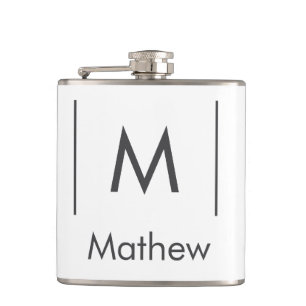 Simple elegant monogram groomsman man lines name  flask
