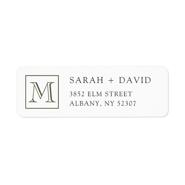 Simple Elegant Monogram Initial Return Address Label (Front)