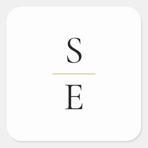 Simple Elegant Monogram Initials Wedding Square Sticker