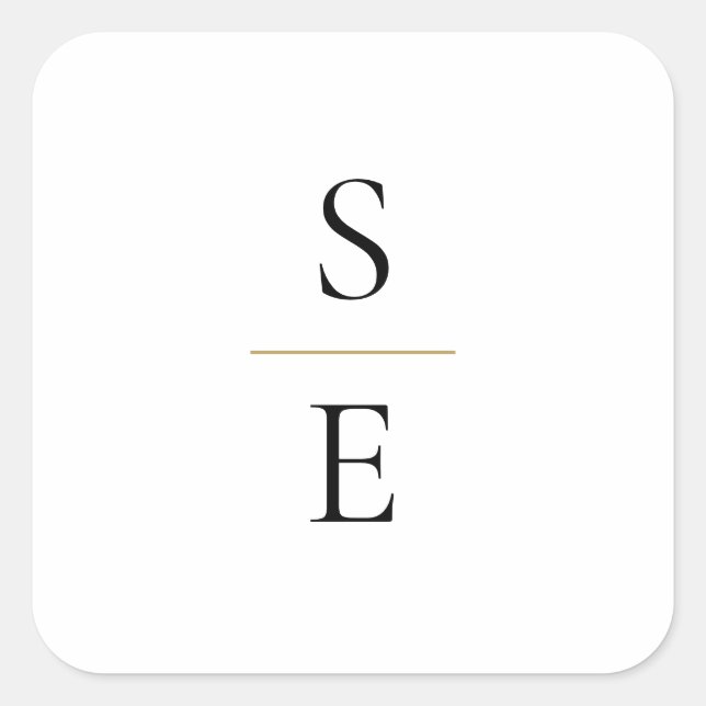 Simple Elegant Monogram Initials Wedding Square Sticker (Front)
