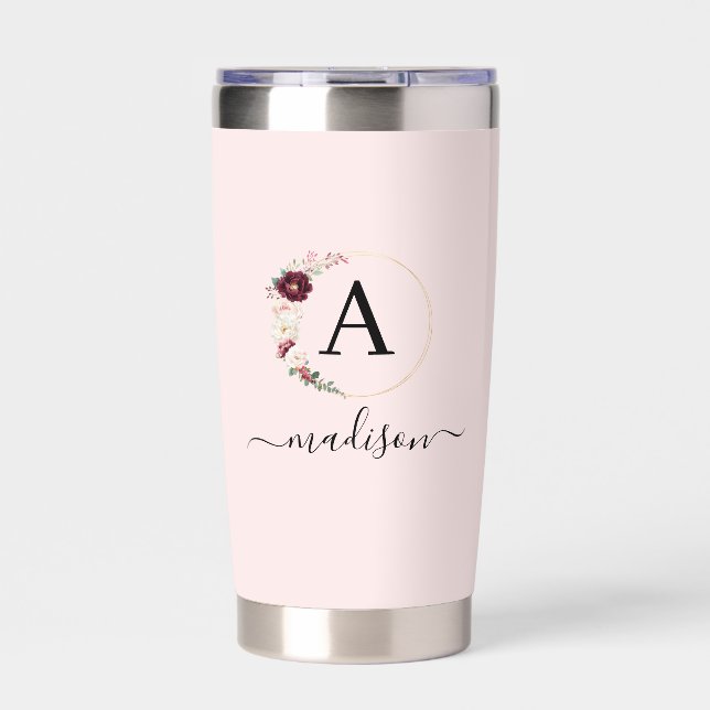 Simple, elegant, monogram  insulated tumbler (Front)