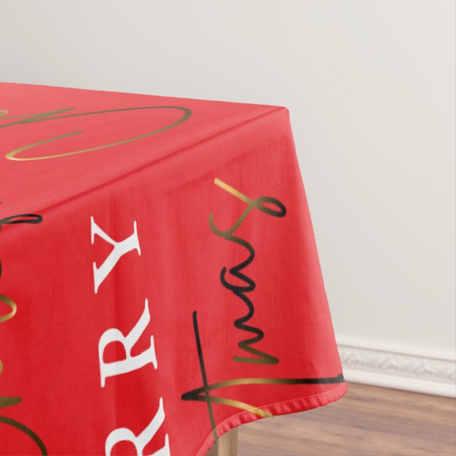Simple Elegant Monogram Merry Christmas  Tablecloth (In Situ)