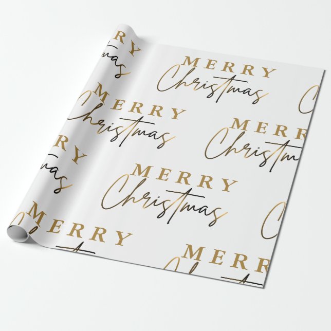 Simple Elegant Monogram Merry Christmas  Wrapping Paper (Unrolled)