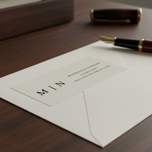 Simple elegant monogram minimalist black and white label (Creator Uploaded)