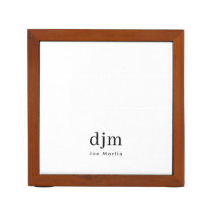 Simple Elegant Monogram Minimalist Black & White Desk Organizer
