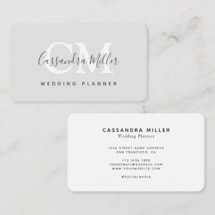 Simple Elegant Monogram Name Wedding Planner Business Card