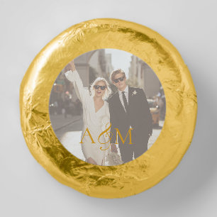 Simple Elegant Monogram Photo Wedding Dipped Oreo Cookie Favors