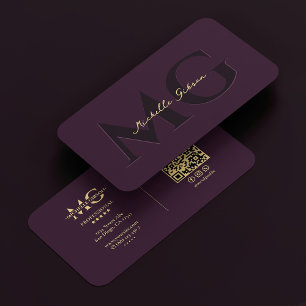 Simple Elegant Monogram Professional Luxury Purple Business Card