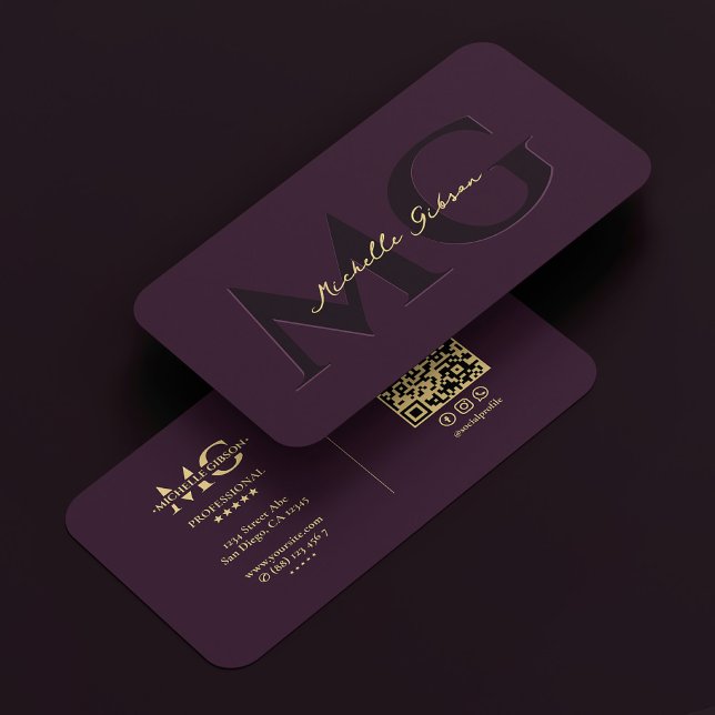 Simple Elegant Monogram Professional Luxury Purple Business Card (Simple Elegant Monogram Professional Luxury Purple Business Card
)